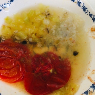 ⁑離乳食カミカミ期⁑なすとキノコのトマトスープ